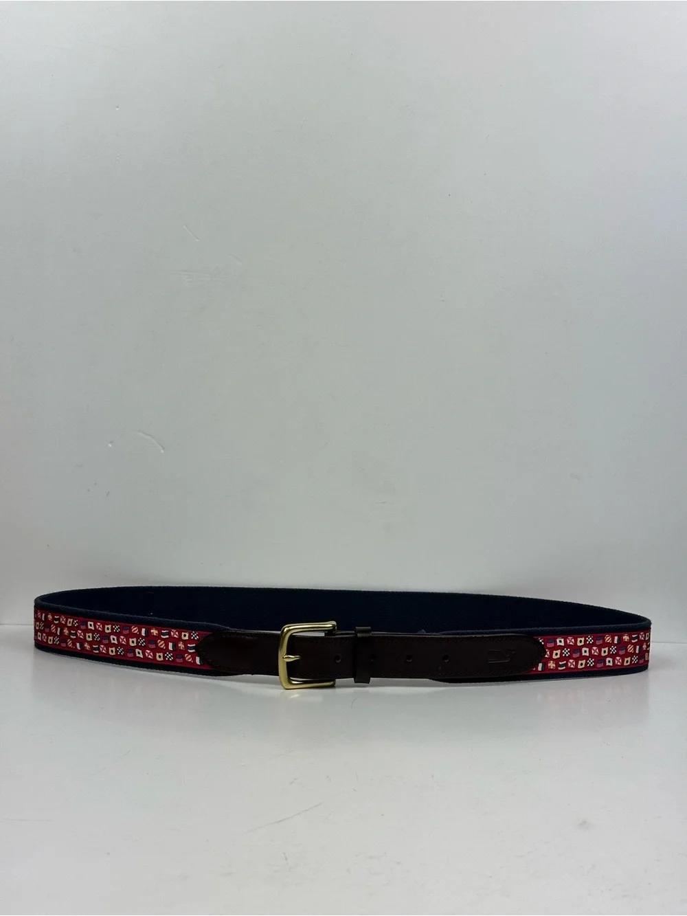 Vineyard Vines Maritime Signal Flag Belt with Brass Buckle